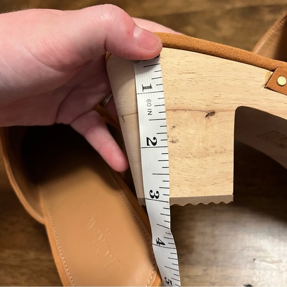 NWOT J. Crew Camel Faux Suede Clogs Wood Chunky Heel Women's SZ 9.5 - Picture 7 of 9